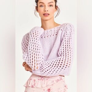 LoveShackFancy Lilac Open Knit Sweater